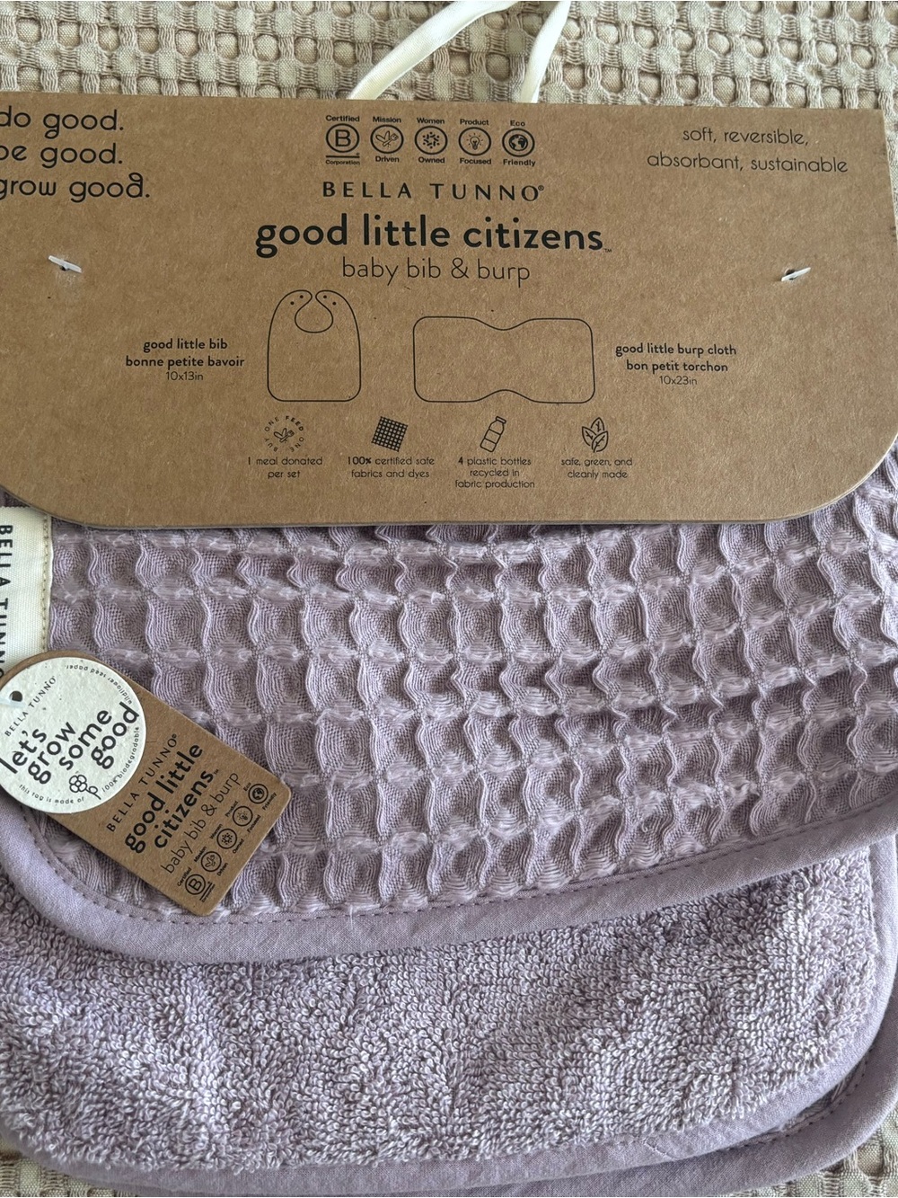 Bella Tunno Good Little Citizens Baby Bib & Burp - Dusty Pink - Picture 2 of 4